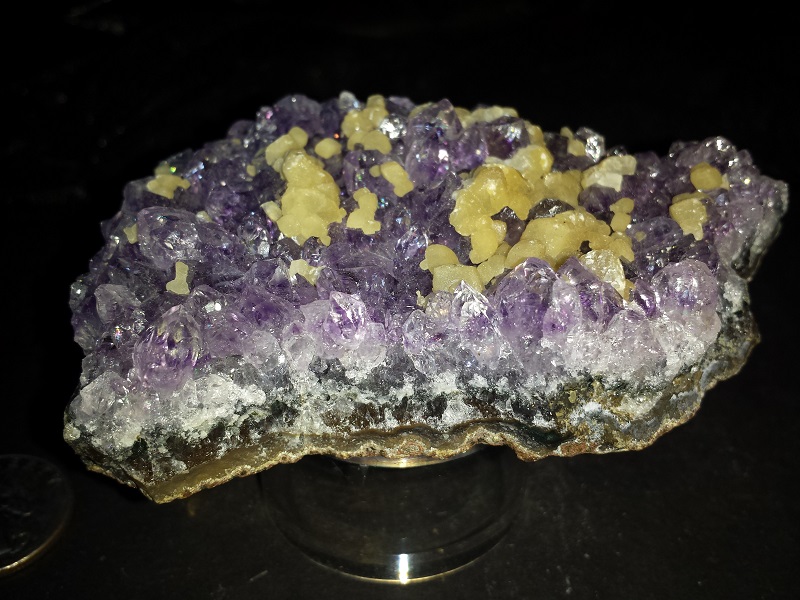 Calcite Crystals on Amethyst