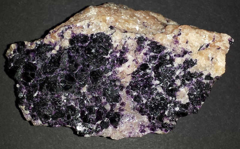 Dark purple Fluorite Crystals on Calcite