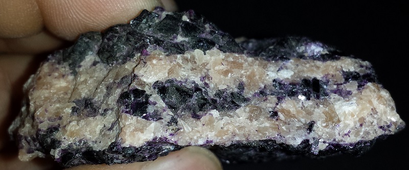 Dark purple Fluorite Crystals on Calcite