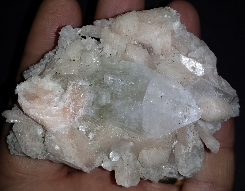 Apophyllite Crystals with pink Stilbite