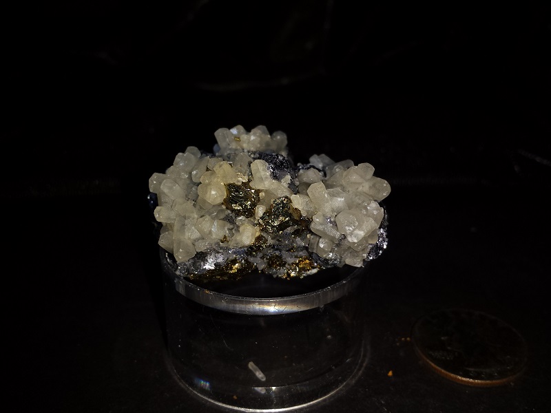 Calcite Crystals on Galena and Pyrite