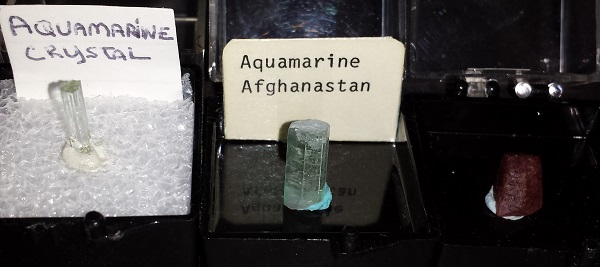 2 Aquamarine Crystals and 1 Ruby