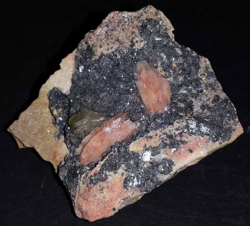 Cerussite and Barite on Galena