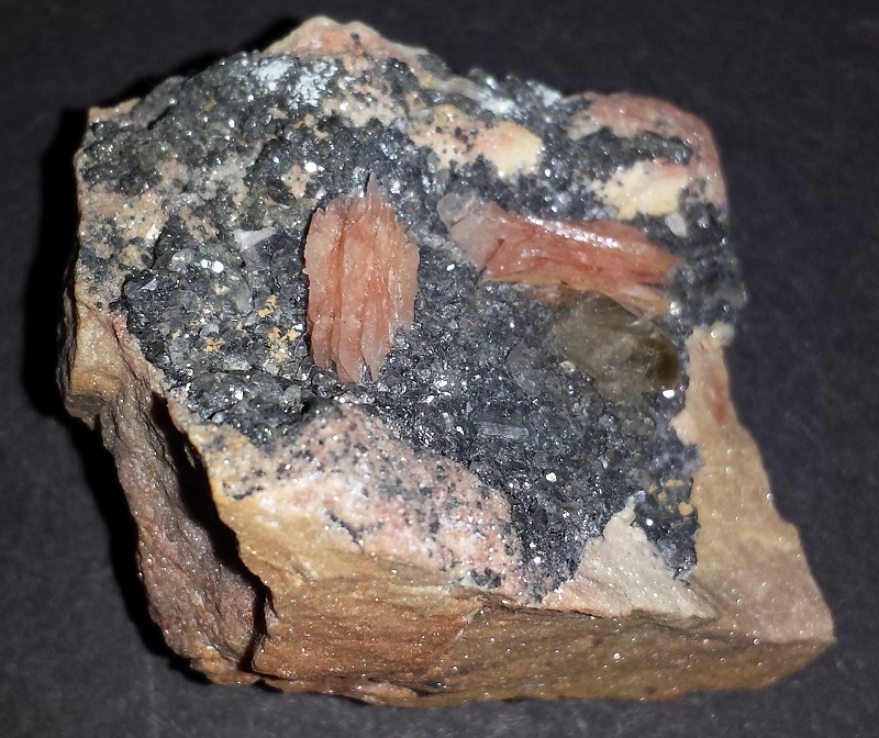 Cerussite and Barite on Galena