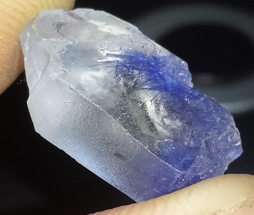 Dumortierite in Quartz Crystals