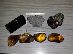 Tourmaline, Obsidian, Quartz, and Garnet